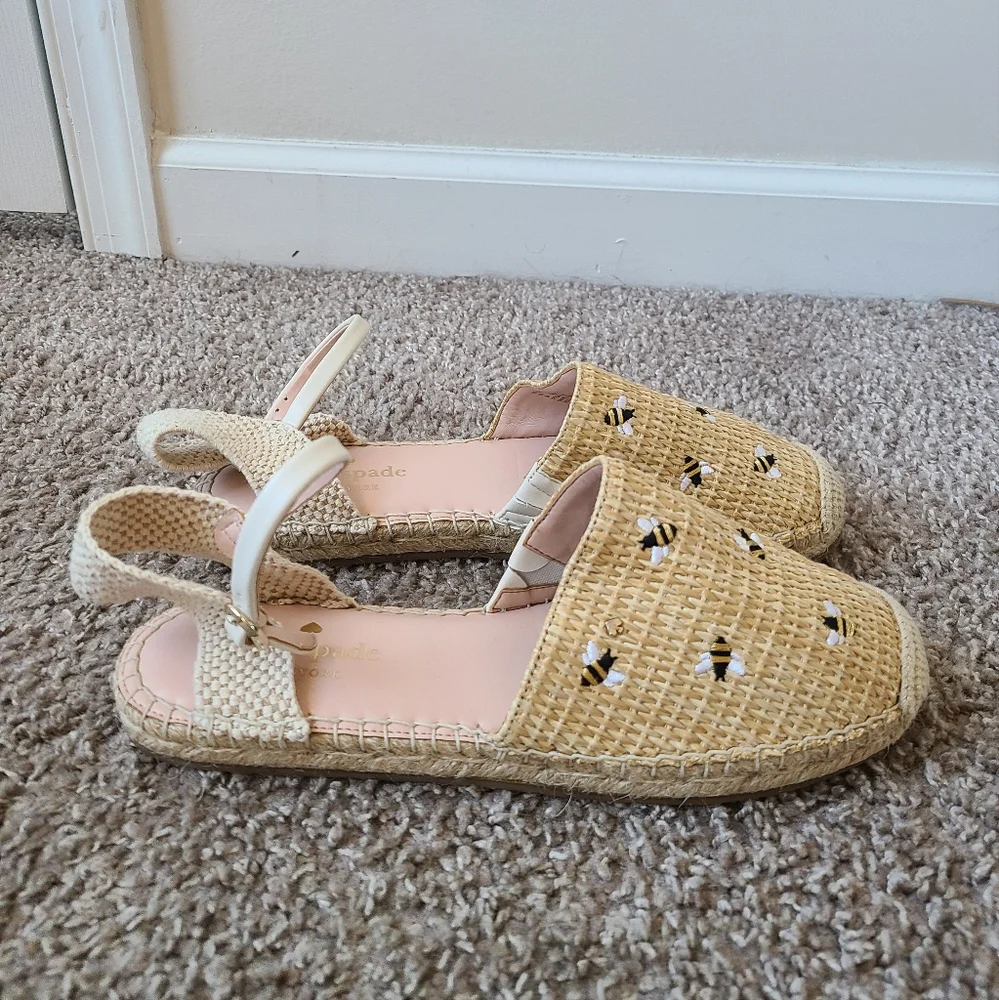 Kate Spade Bonnie Bee Straw Flats Size 8 - Picture 5 of 9